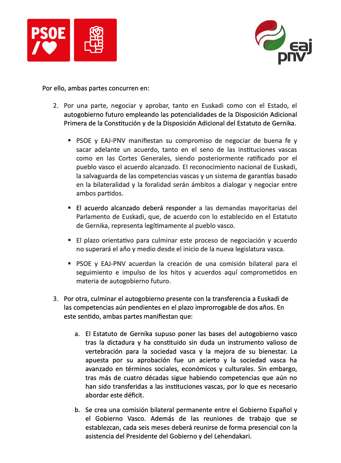 documento acuerdo investidura PSOE PNV