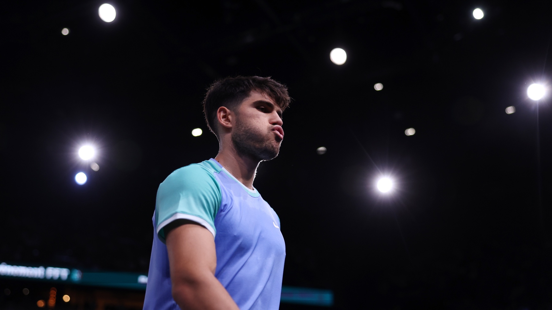 Carlos Alcaraz, en un partido previo a las ATP Finals. (Getty)