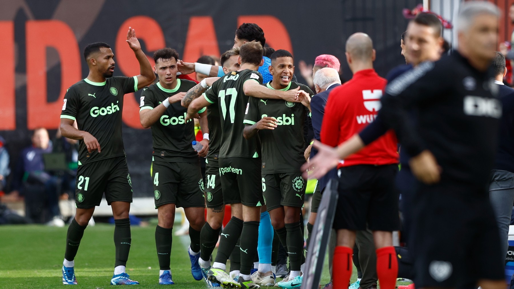 Los jugadores del Girona celebran un gol. (Getty)