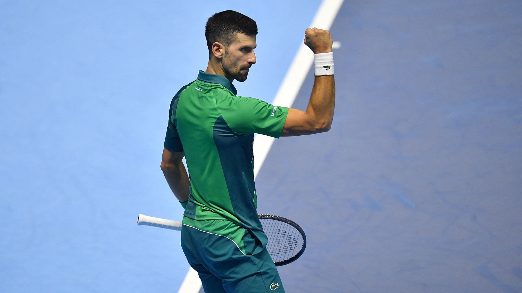 Novak Djokovic celebra un punto ante Rune. (Getty)