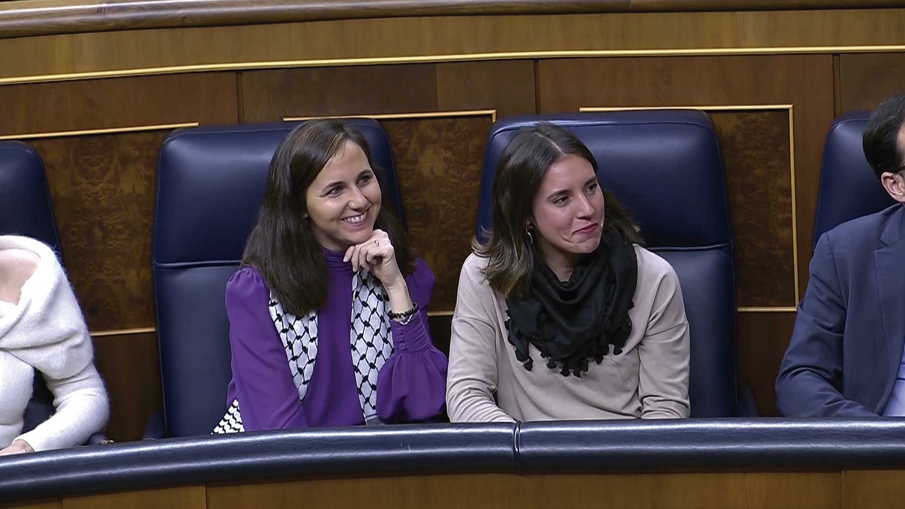 Ione Belarra e Irene Montero, en el Congreso