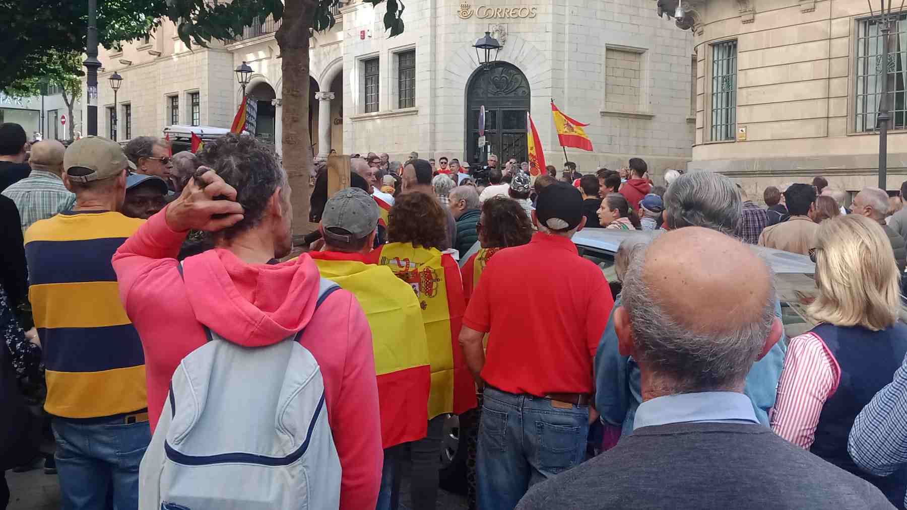 Concentración de Sociedad Civil Balear contra la amnistía celebrada hoy sábado en Palma.