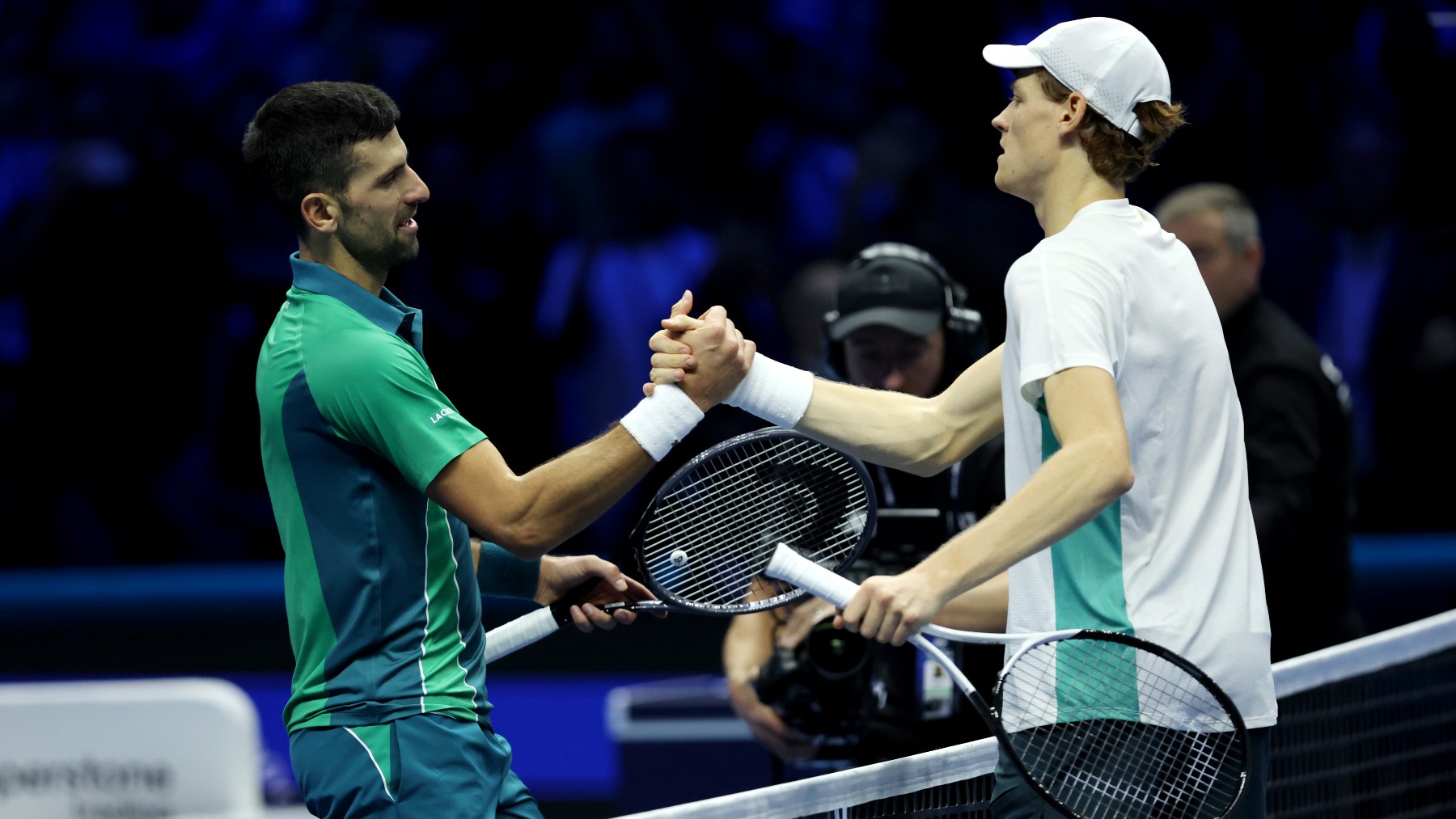 Novak Djokovic y Jannik Sinner, en las ATP Finals 2023. (Getty)
