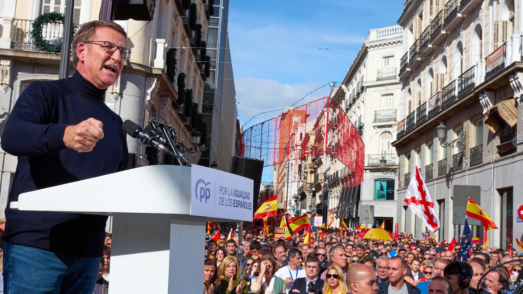 Alberto Núñez Feijóo en una manifestación del PP. (Foto: EP)