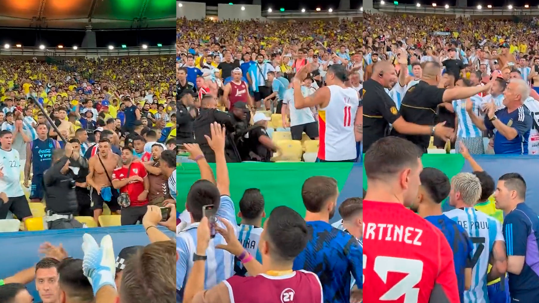 Así fue la multitudinaria pelea entre la policía brasileña y los aficionados argentinos.