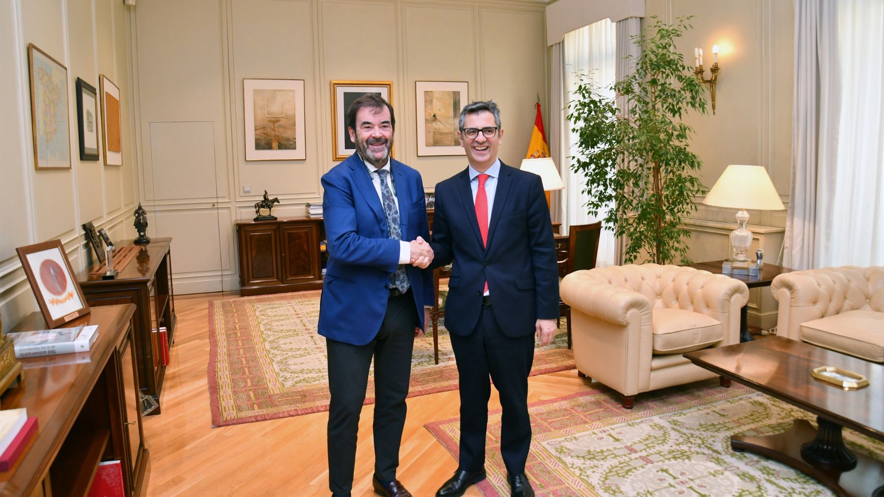 Félix Bolaños y el presidente del CGPJ, Vicente Guilarte, reunidos el 24 de noviembre de 2023. (Ep)