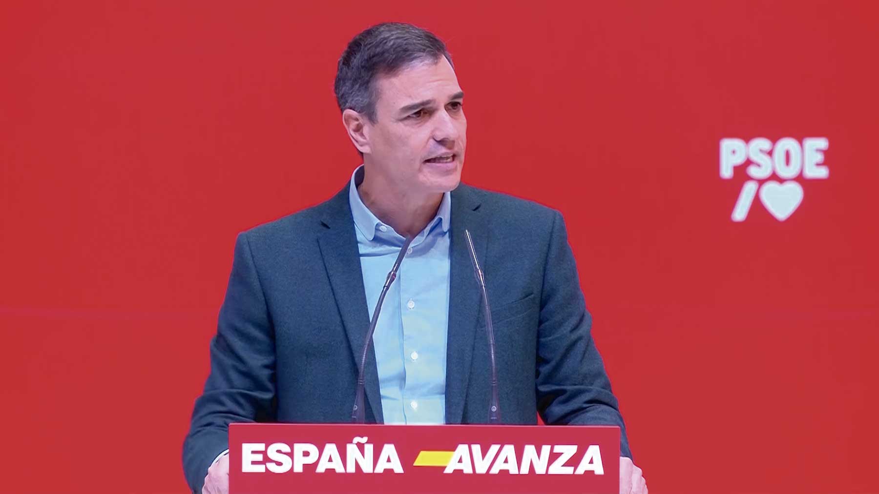 Pedro Sánchez en el mitin del PSOE de este domingo