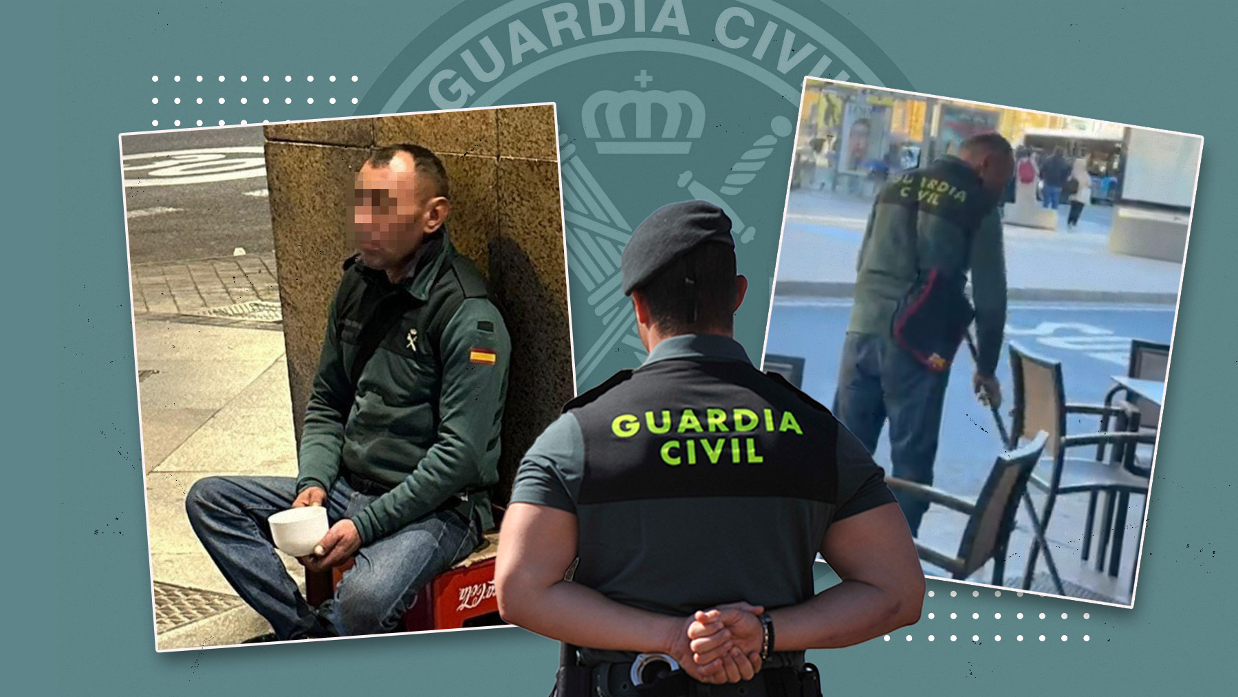 Dos de las fotos de la polémica sobre los uniformes de la Guardia Civil.