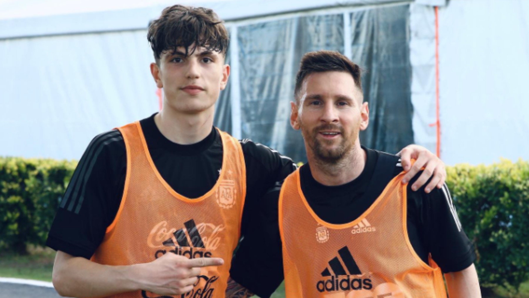 Garnacho y Messi, en un entrenamiento de Argentina. (Instagram)