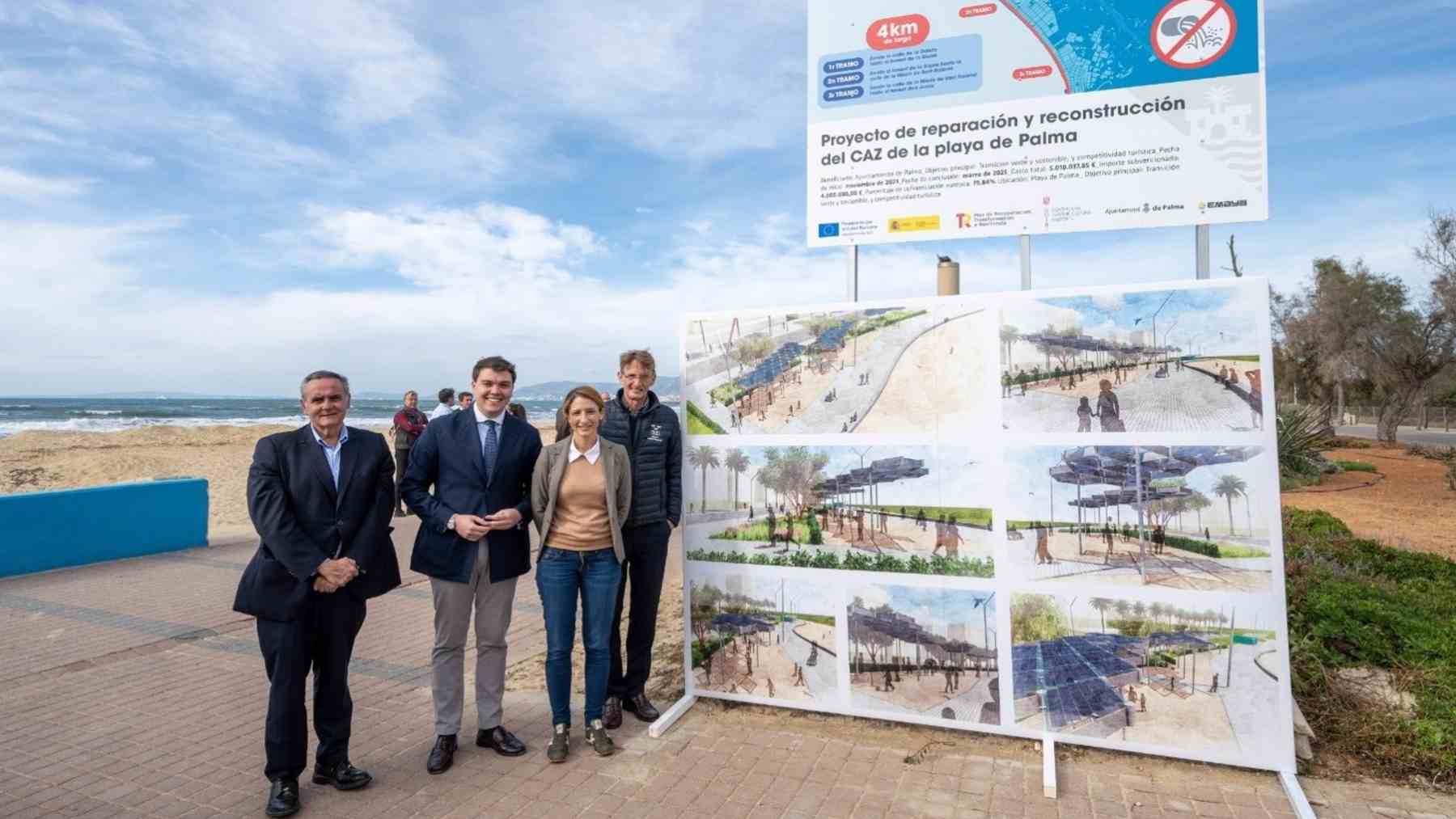 Representantes del gobierno municipal de Palma en el inicio de las obras de Playa de Palma.