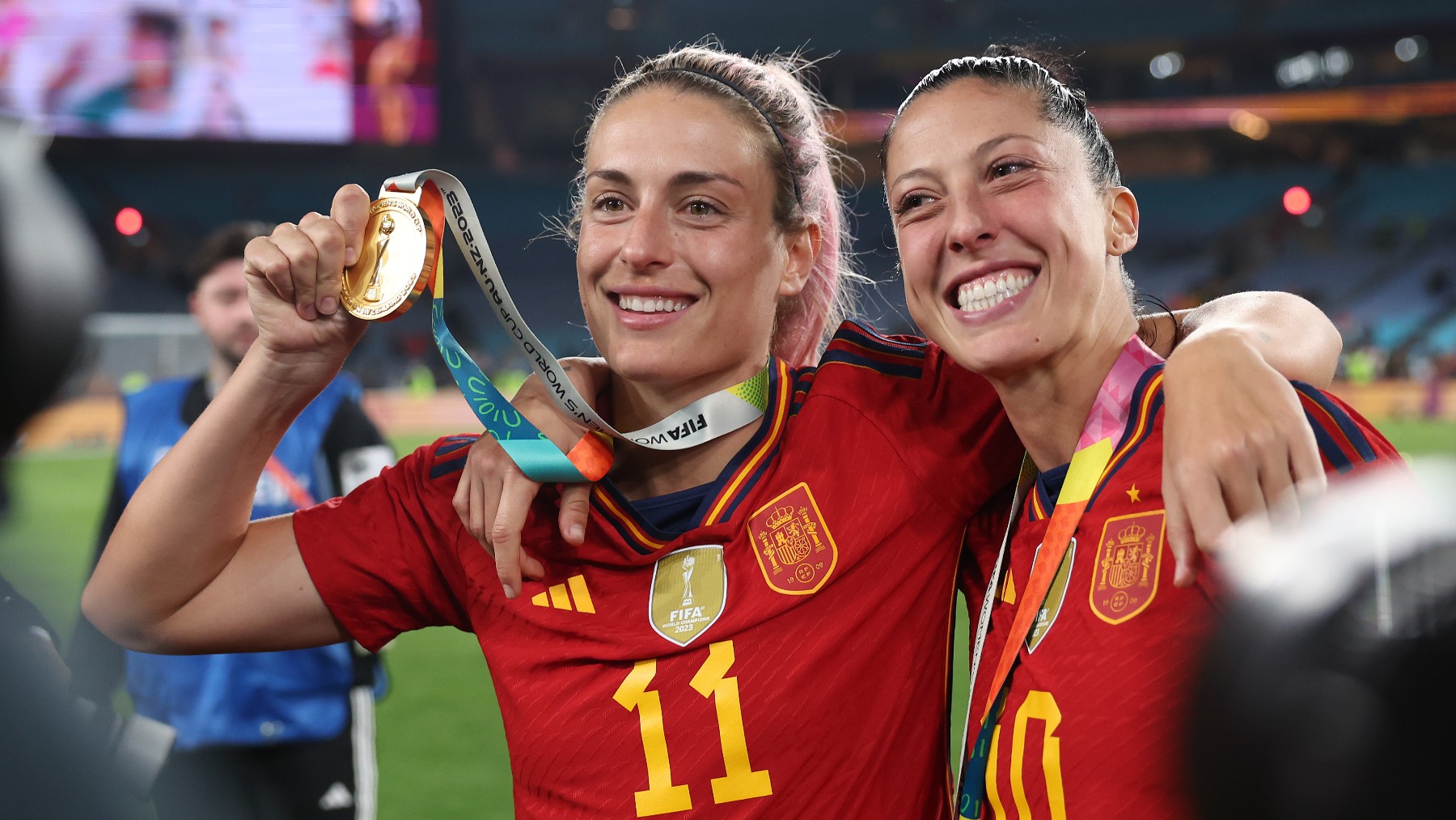 Alexia Putellas y Jenni Hermoso, celebrando el Mundial. (Getty)