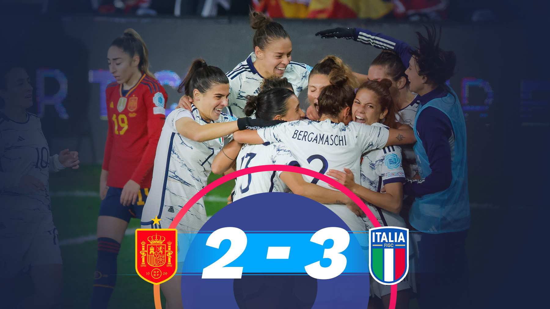 Las jugadoras de Italia celebran un gol.