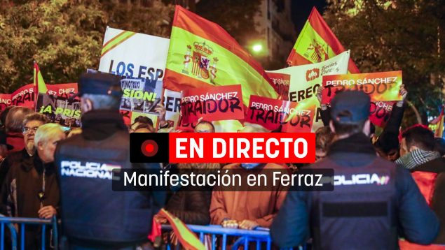 Manifestación Madrid hoy, Manifestación Ferraz, Sede PSOE Ferraz, Pedro Sánchez amnistía,