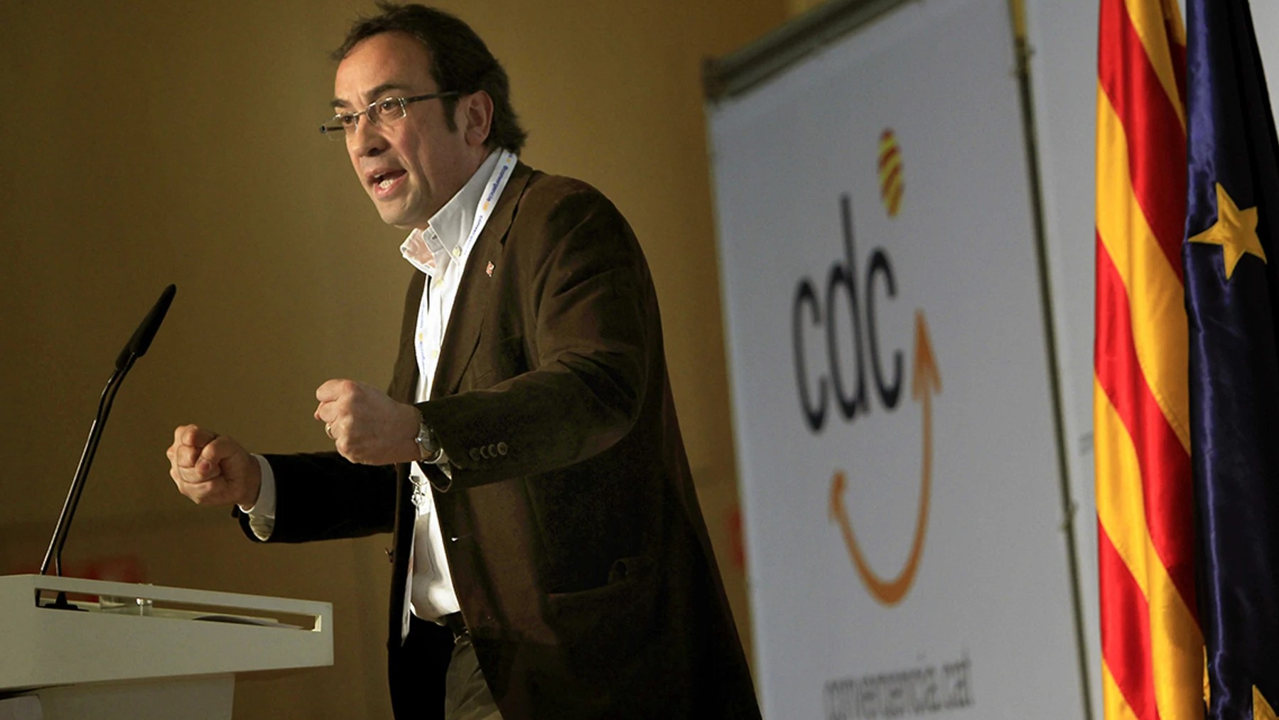Josep Rull en una rueda de prensa como líder de Convergencia.