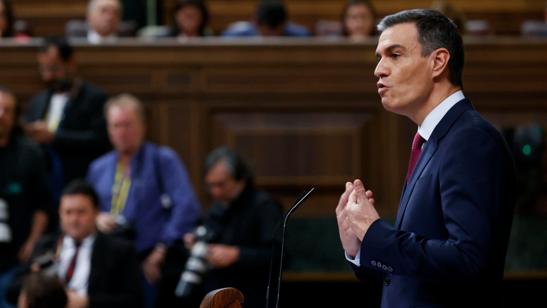 Pedro Sánchez durante su debate de investidura en el Congreso.