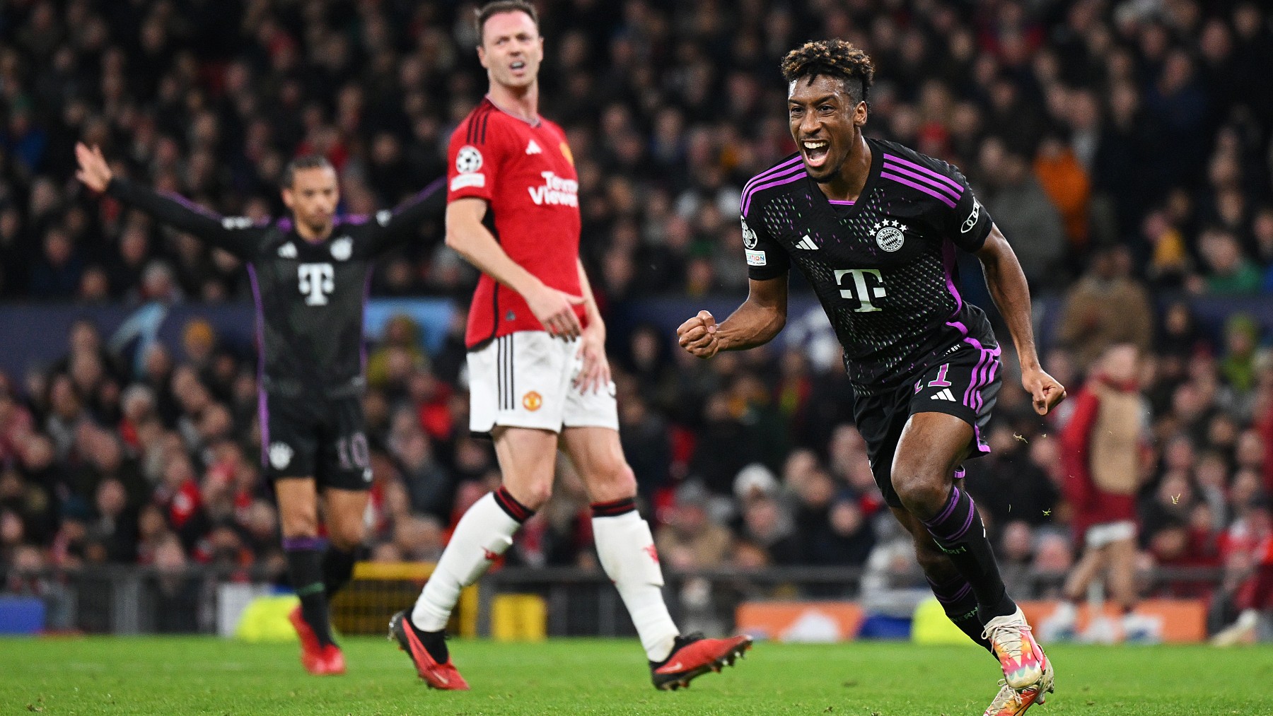 Coman celebra su gol en el United – Bayern. (Getty)