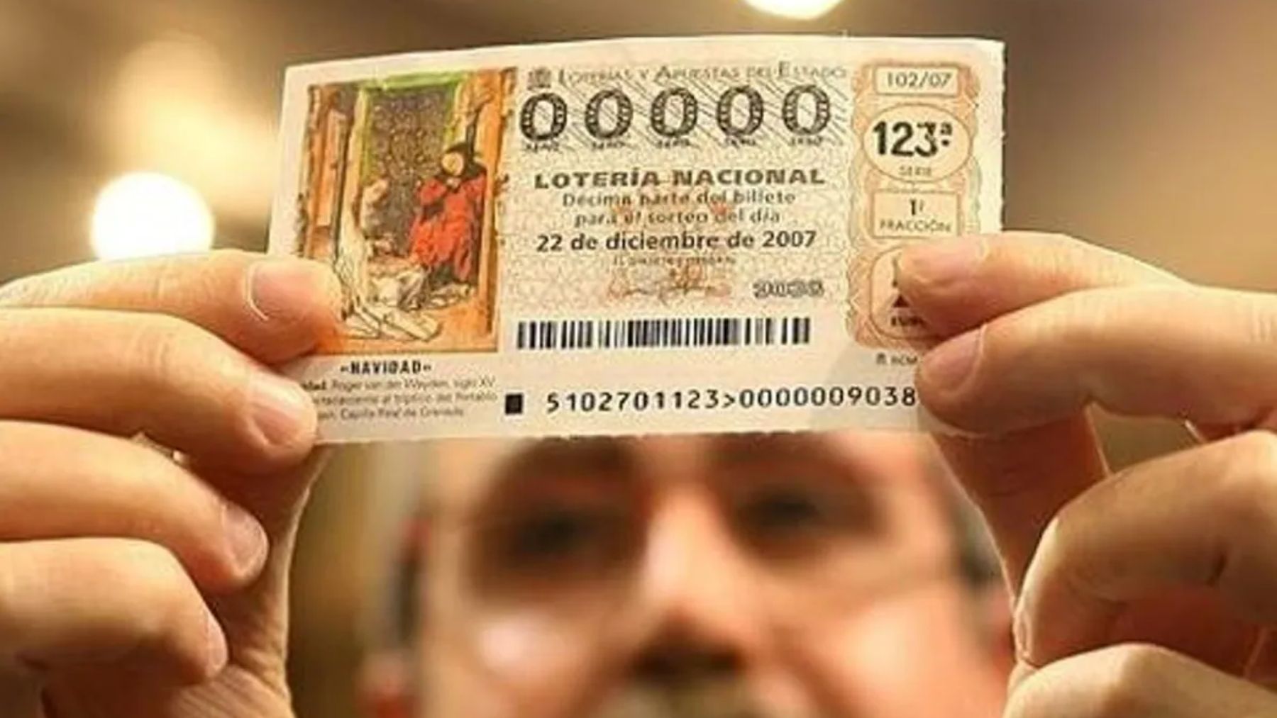 Décimo de lotería de Navidad con el número 00000.