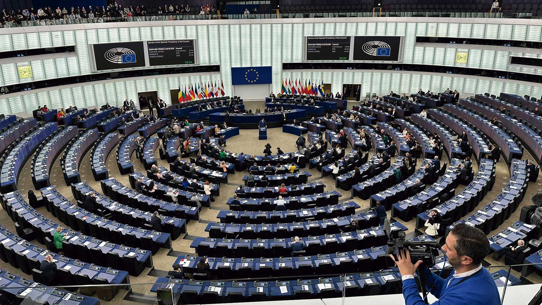 El Europarlamento durante la intervención de Sánchez.