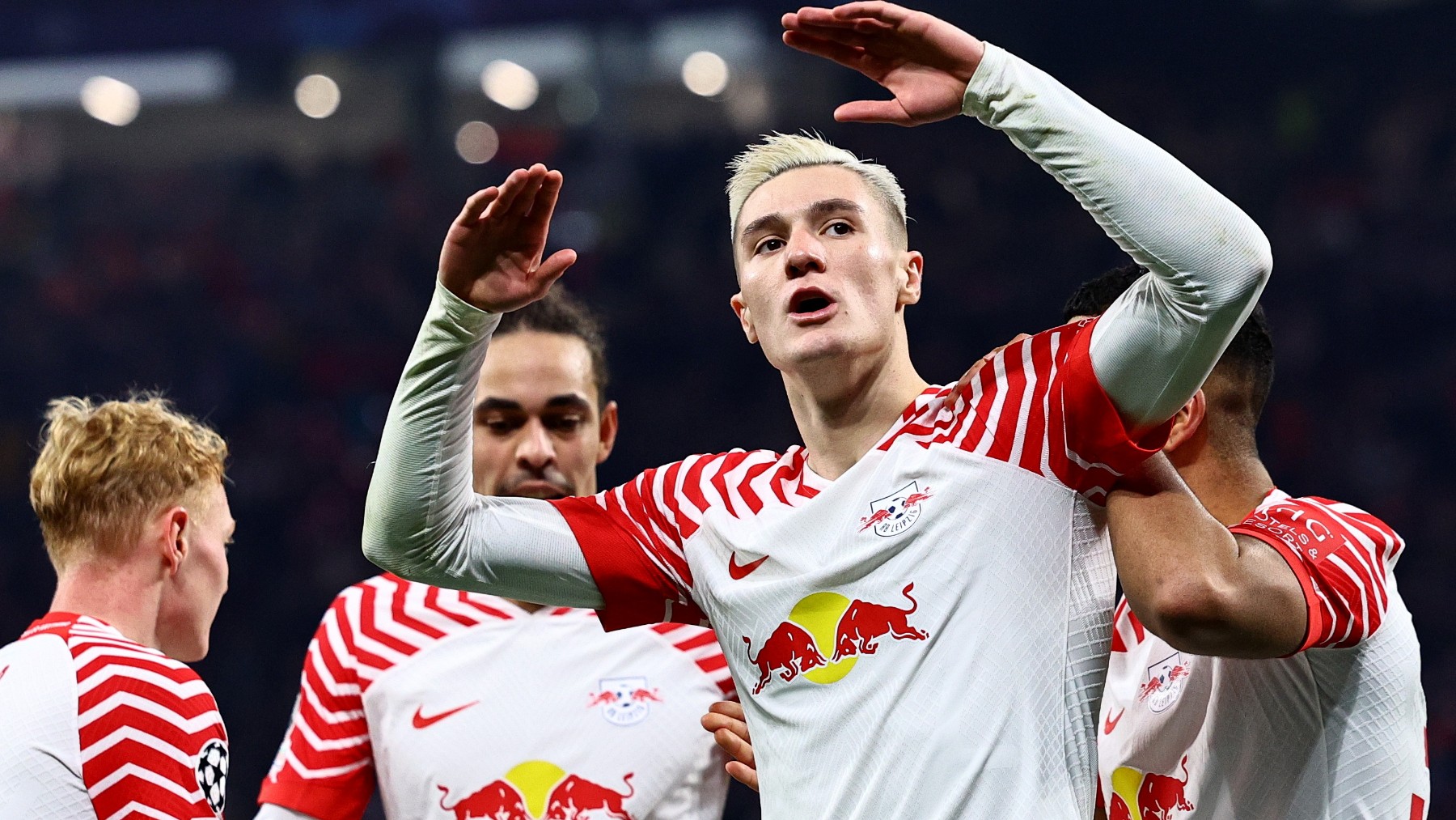 Los jugadores del Leipzig celebran un gol (EFE)