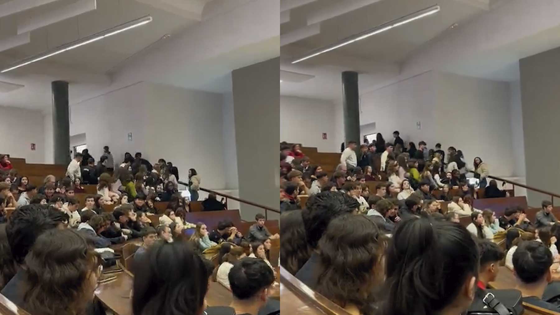Alumnos abandonan charla en la Universidad Complutense.