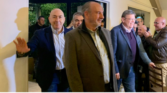 Alejandro Soler, Santos Cerdán, Miguel Millana y Ximo Puig, en un acto del PSOE valenciano en Elche.