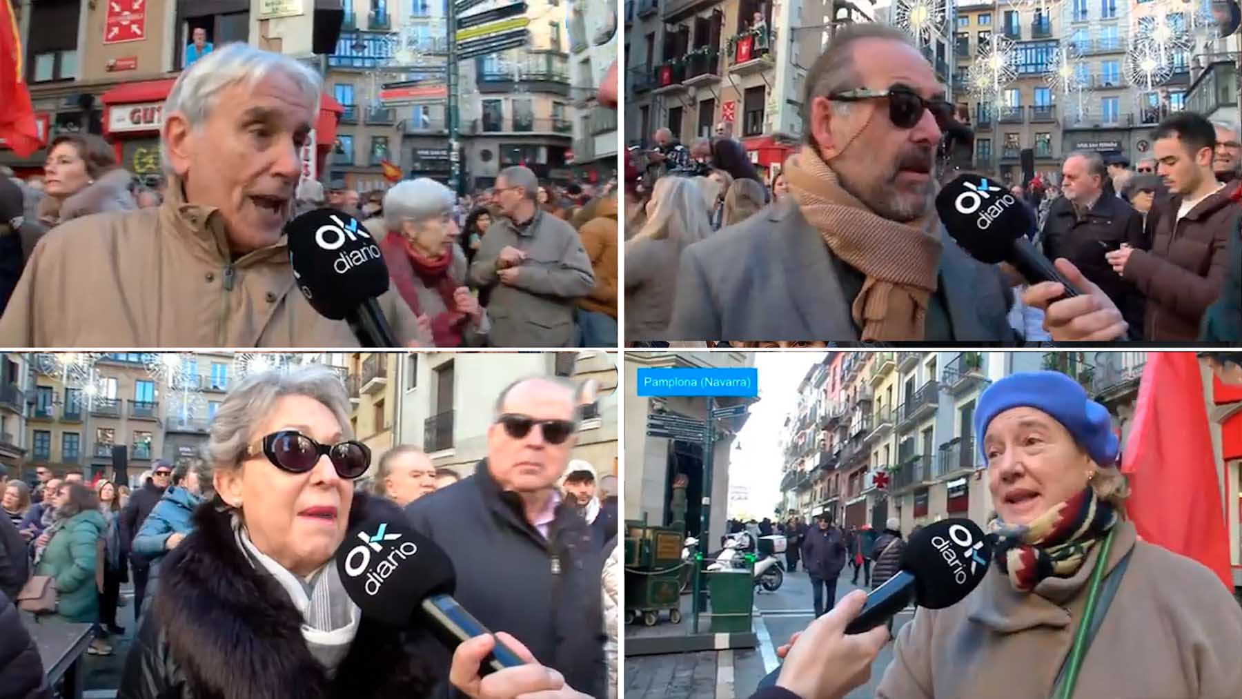 Manifestantes en Pamplona contra el pacto de PSOE y Bildu.
