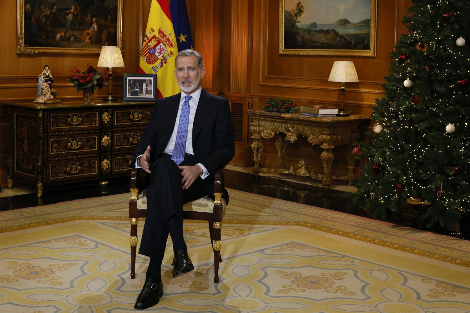 Felipe VI, durante su mensaje de Navidad.