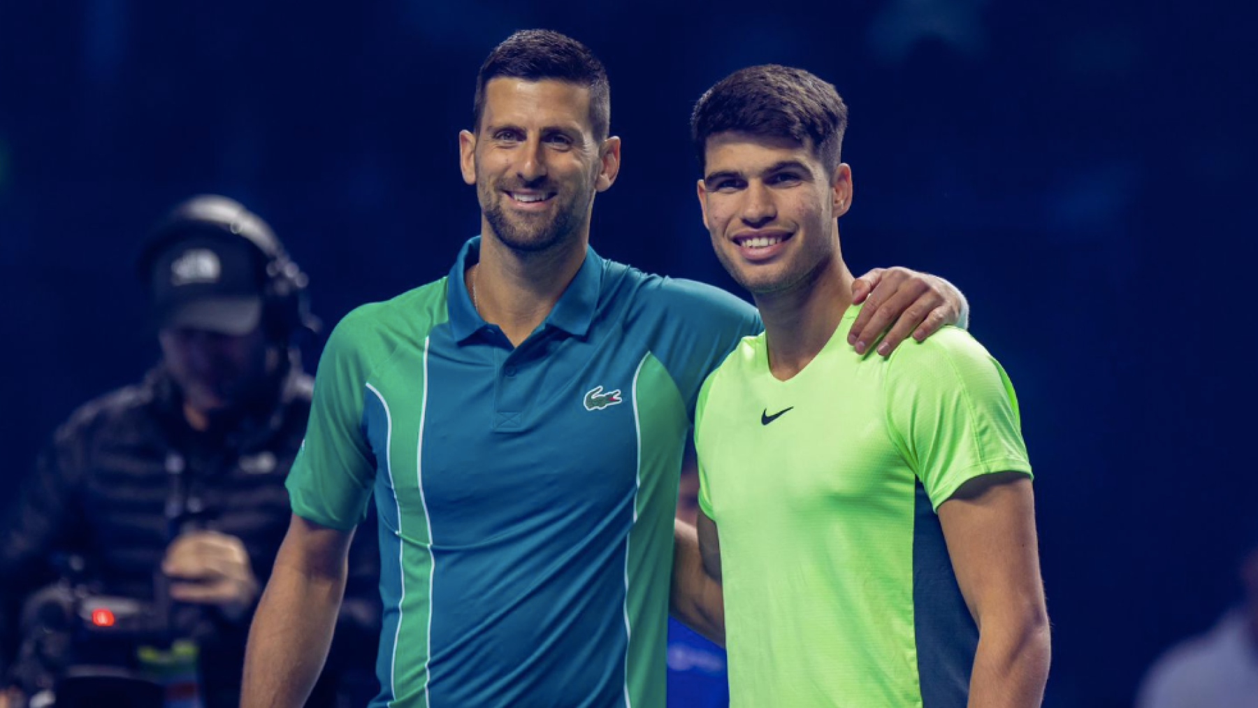 Djokovic y Alcaraz, antes del comienzo del partido. (Riyad Tennis Cup)