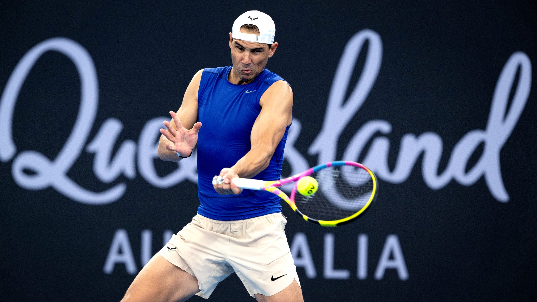 Rafa Nadal entrenando en Brisbane. (Getty)