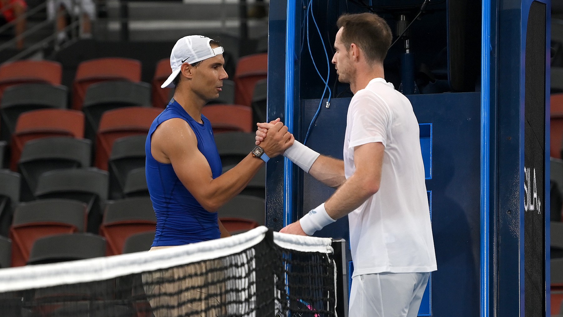 Rafa Nadal y Andy Murray, en un entrenamiento en Brisbane. (Getty)
