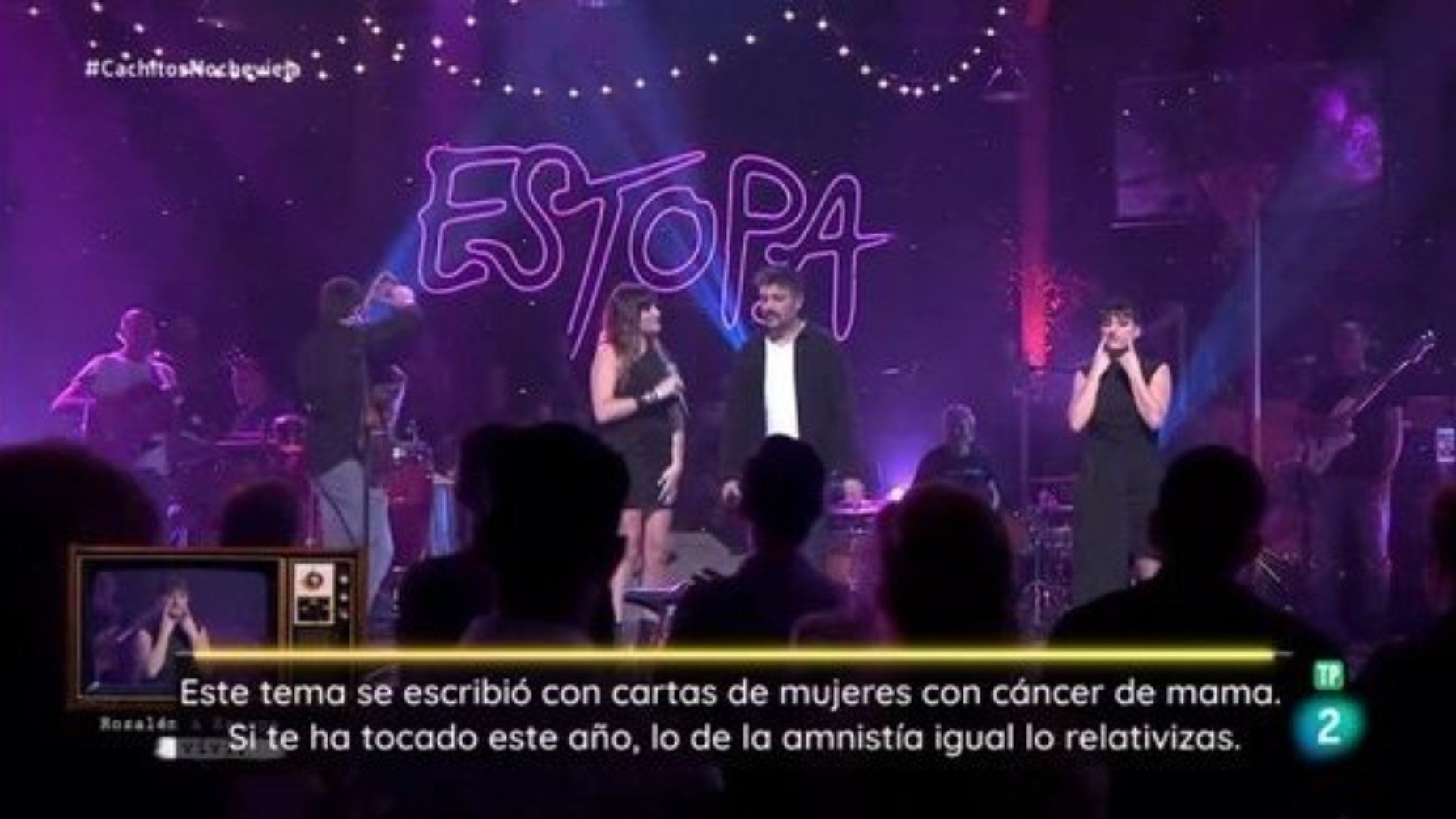 Rótulo del programa Cachitos de TVE en Nochevieja.