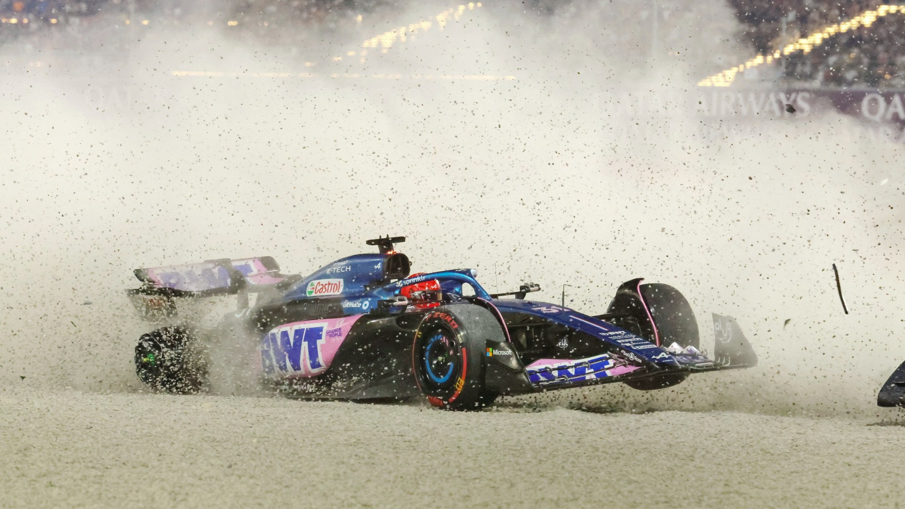 El accidente de Esteban Ocon en el GP de Qatar. (Europa Press)