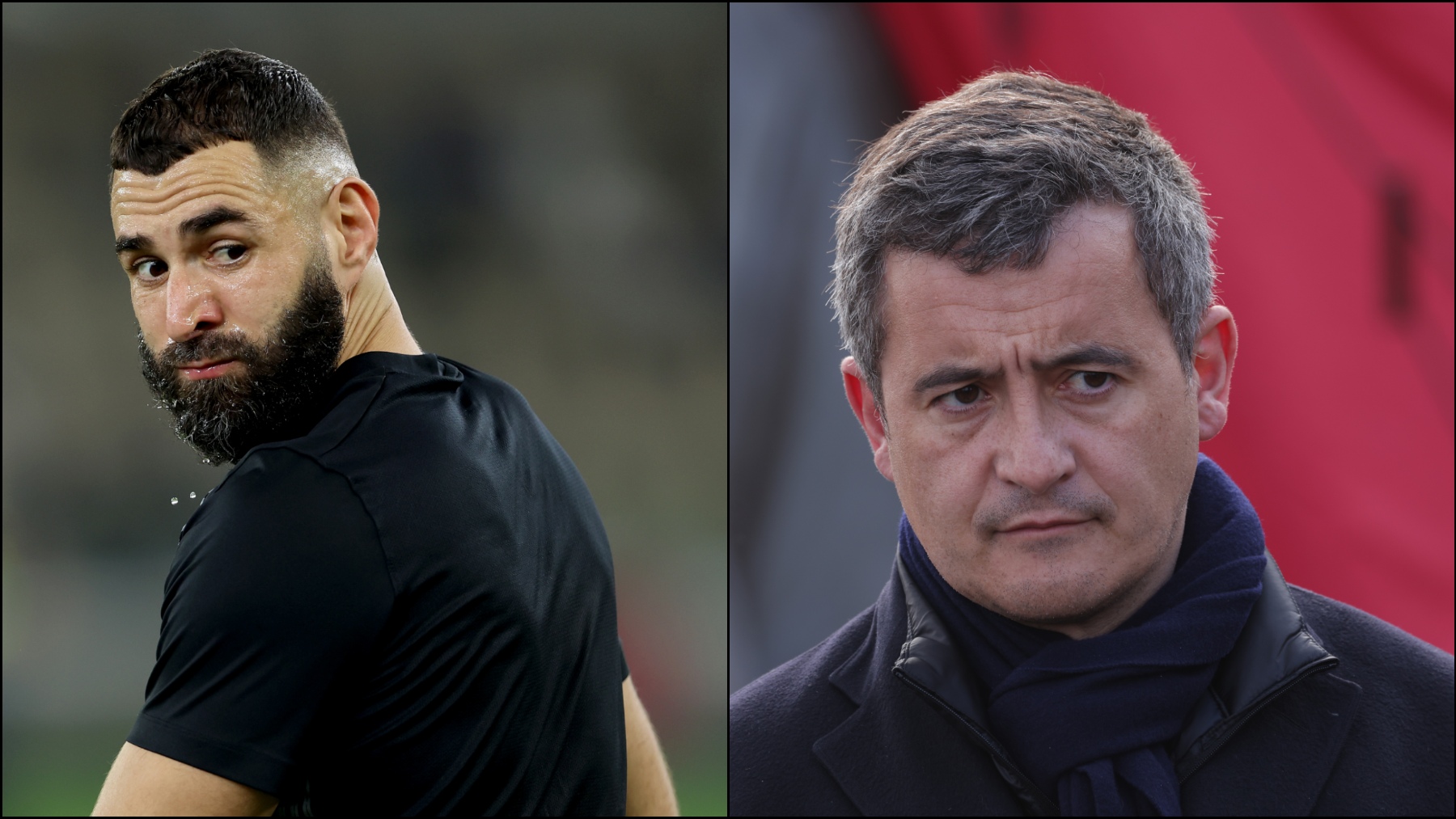 Karim Benzema y Gérald Darmanin. (Getty)