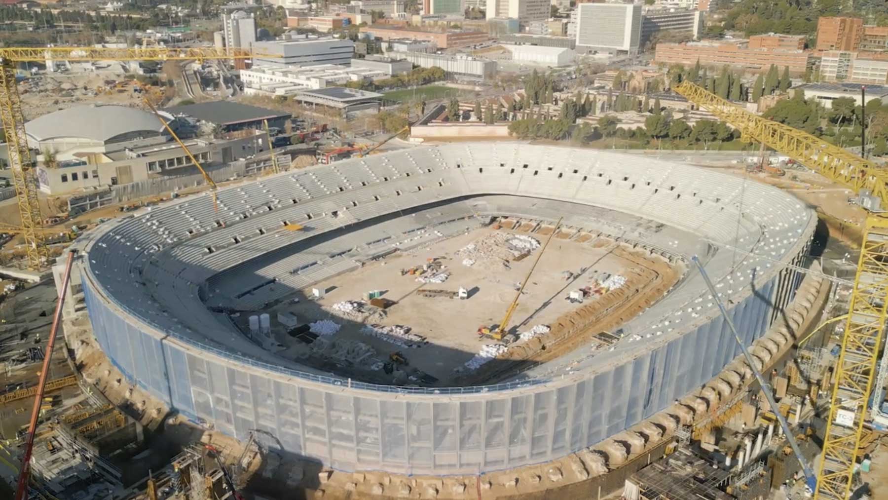 Imagen aérea del pasado enero del nuevo Camp Nou. (FCB)