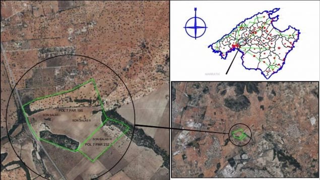 Ubicación de los parques fotovoltaicos proyectados en Marratxí.