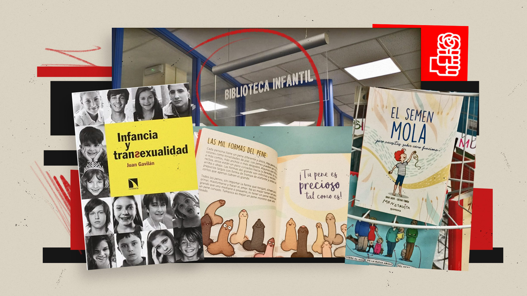 Los libros que se pueden leer en la sección infantil de la Biblioteca de Dos Hermanas (PSOE).