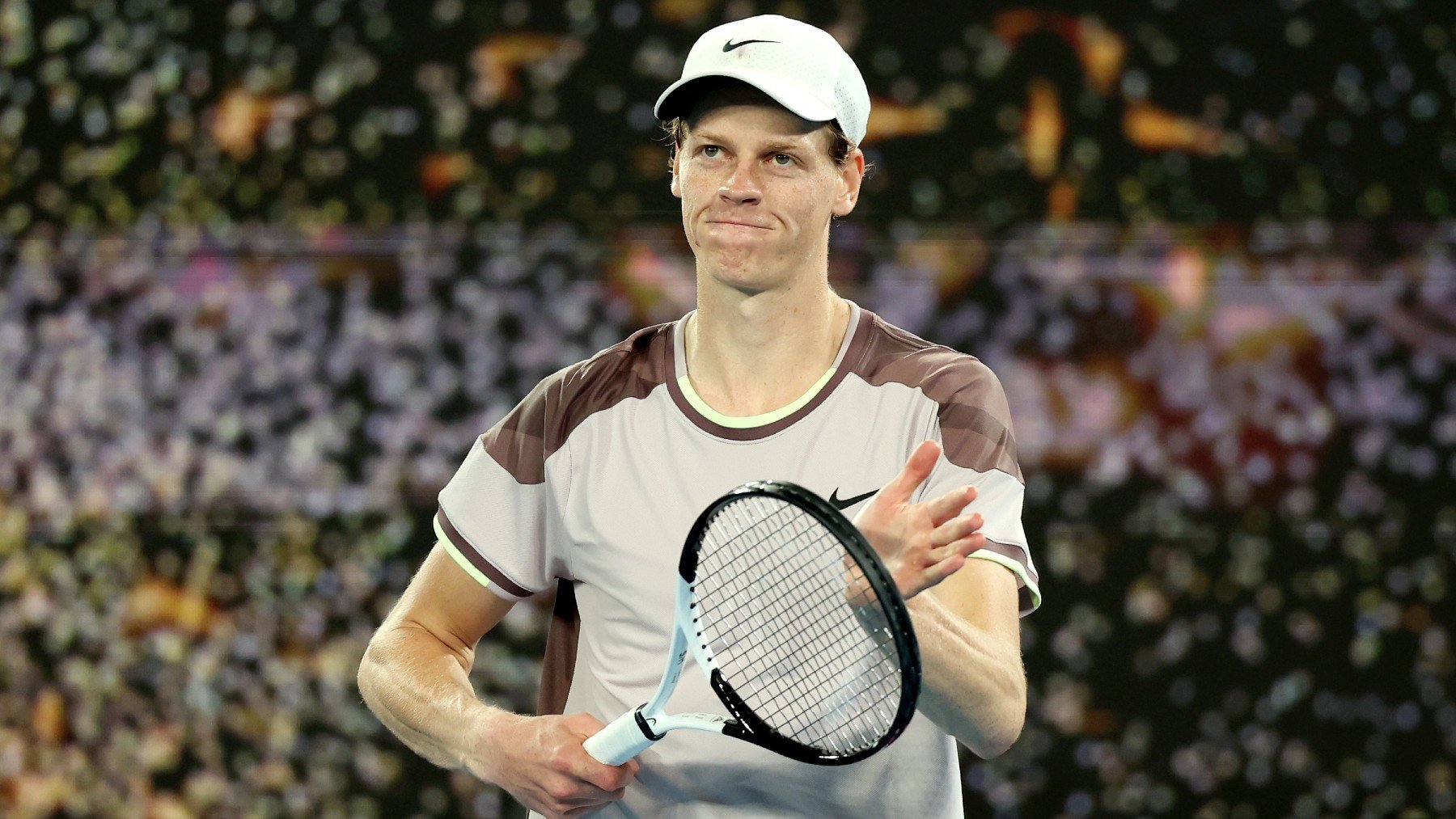 Jannik Sinner celebra una victoria en el Open de Australia 2024. (Getty)