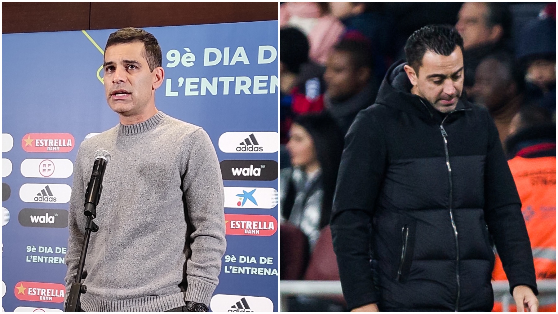 Rafa Márquez y Xavi Hernández. (EP)