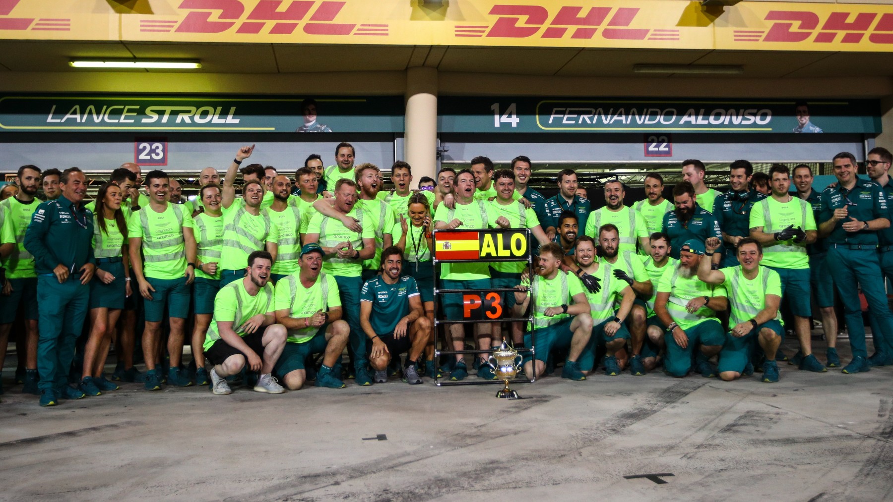 Aston Martin celebra uno de los podios de Fernando Alonso. (Europa Press)