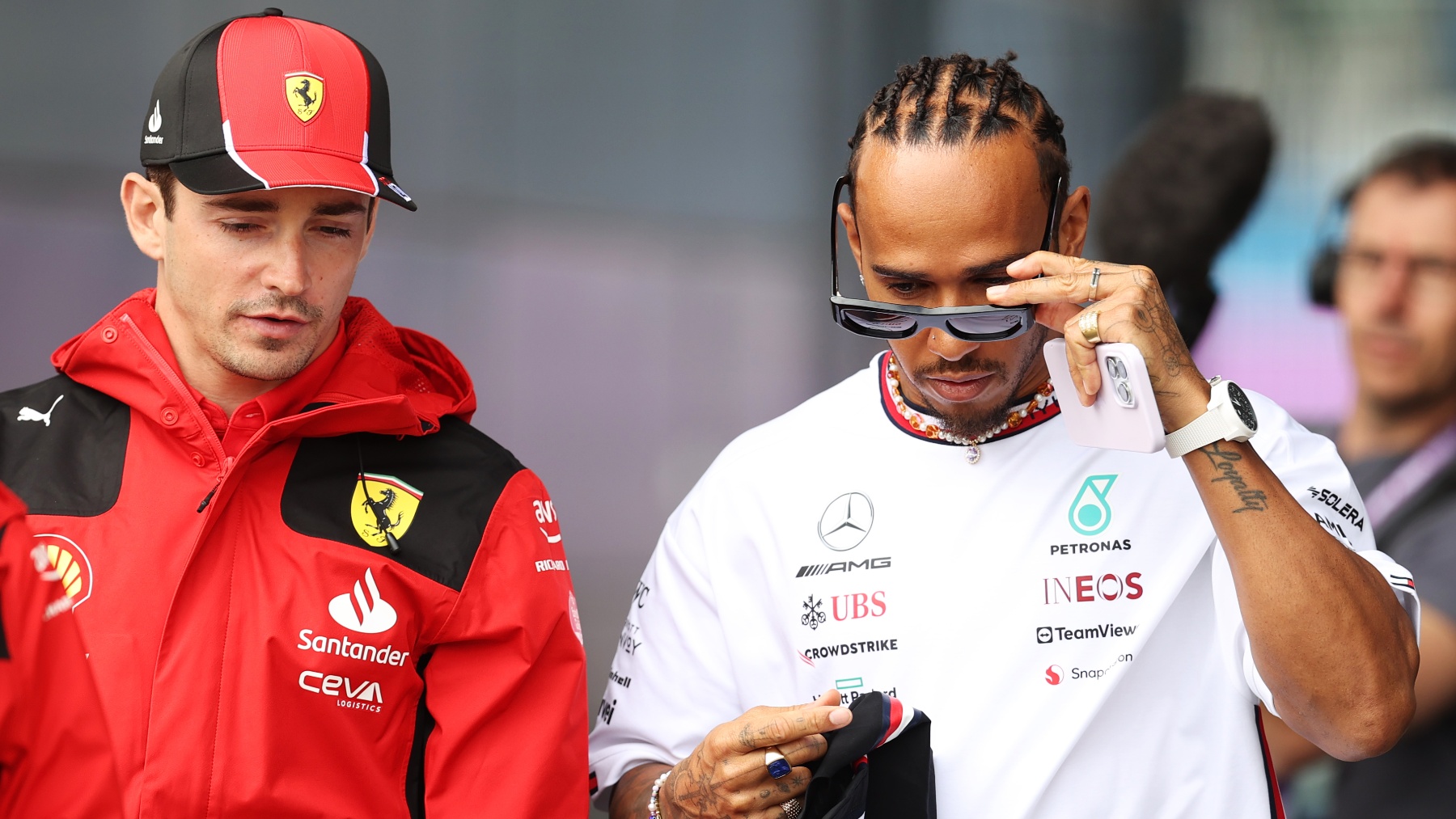 Lewis Hamilton y Charles Leclerc. (Getty)