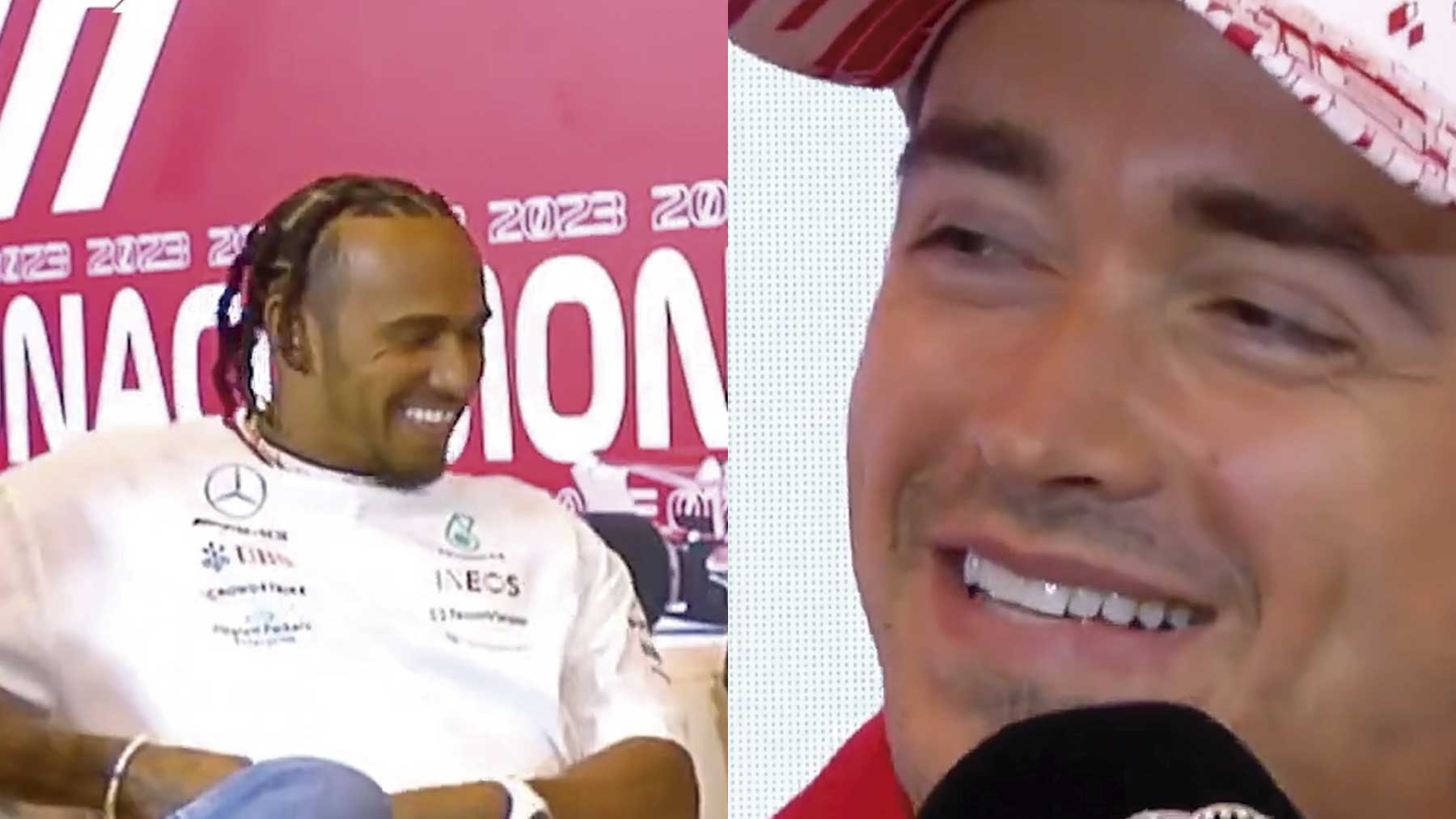 Hamilton y Leclerc, en la rueda de prensa en Mónaco
