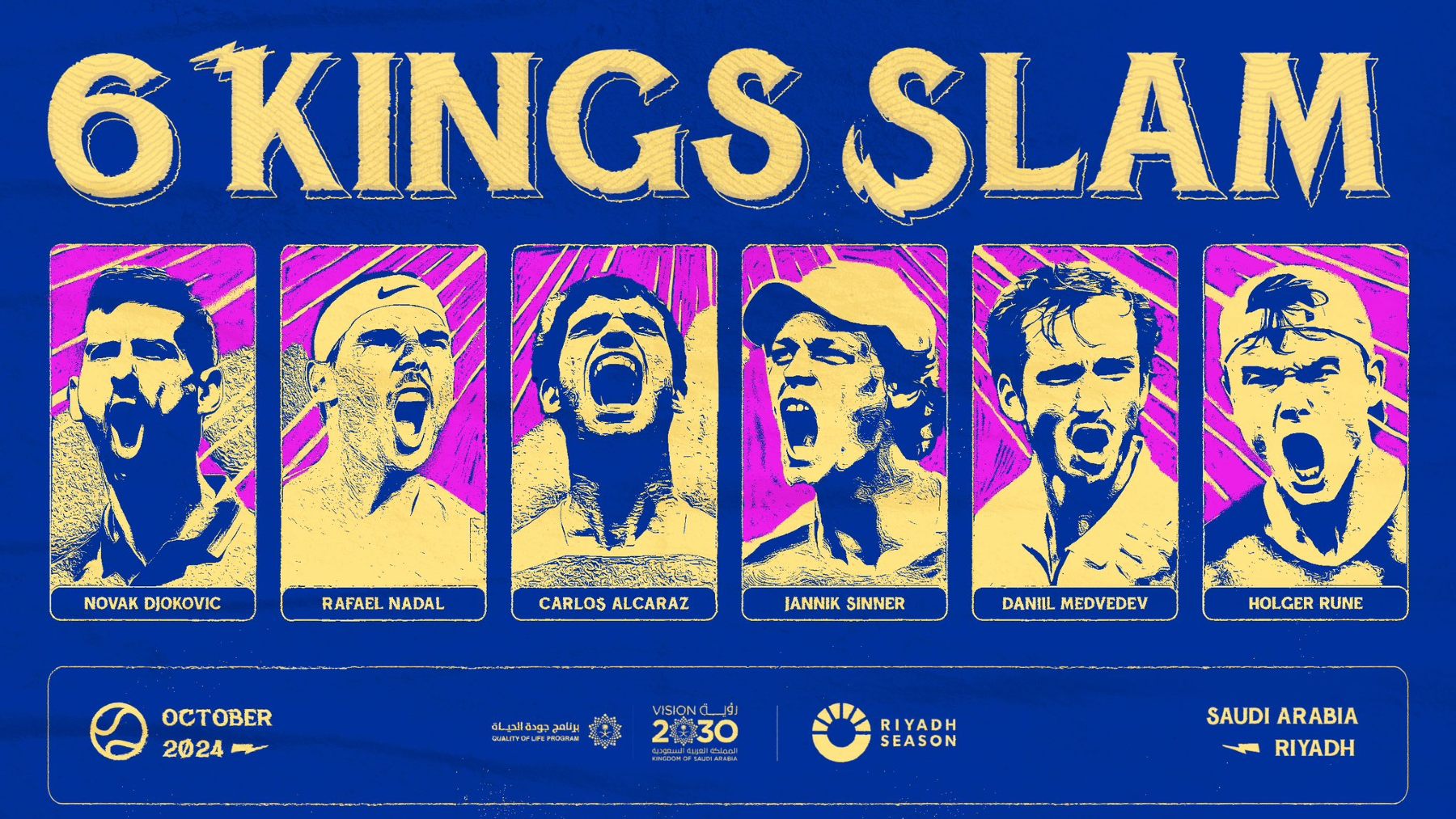 6 Kings Slam, la exhibición de Arabia Saudí con Nadal, Djokovic y Alcaraz.