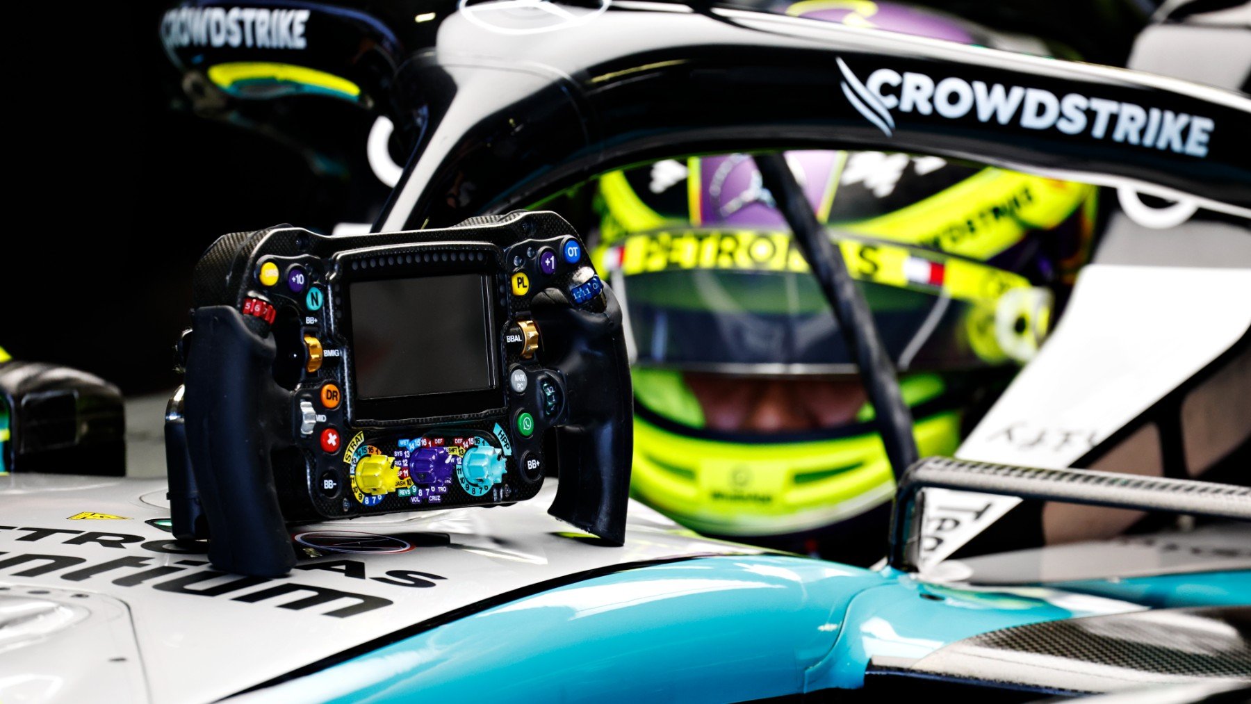 El volante de Lewis Hamilton en Mercedes. (Getty)