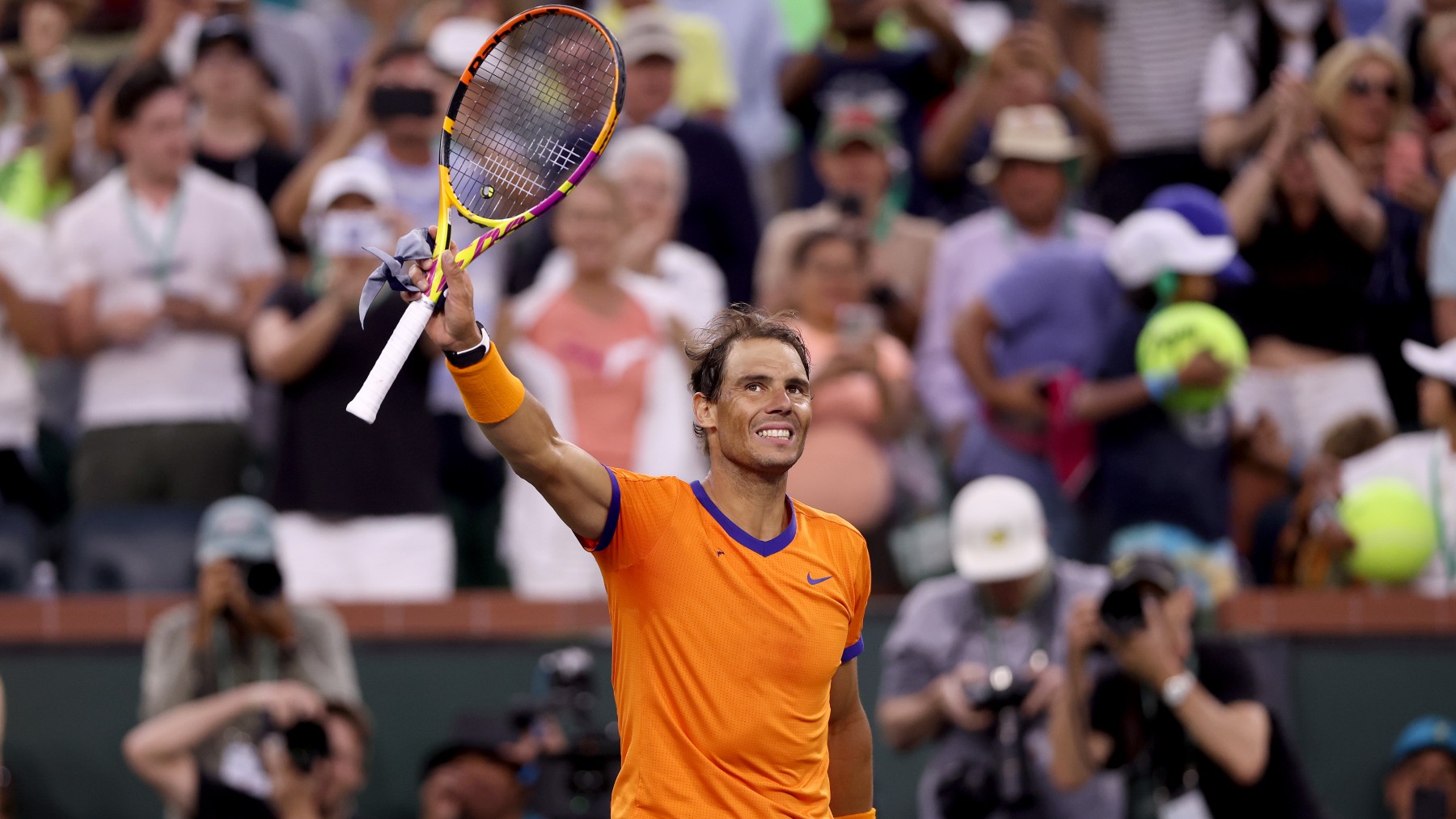 Rafa Nadal celebra una victoria en Indian Wells. (Getty)