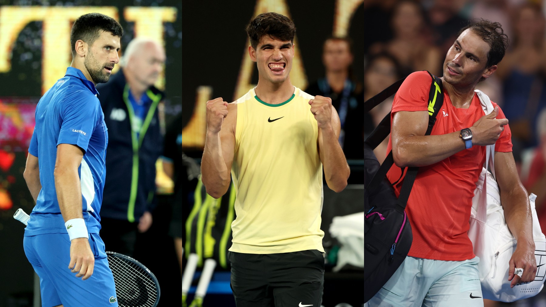 Djokovic, Alcaraz y Nadal participarán en el 6 Kings Slam de Arabia Saudí. (Getty)