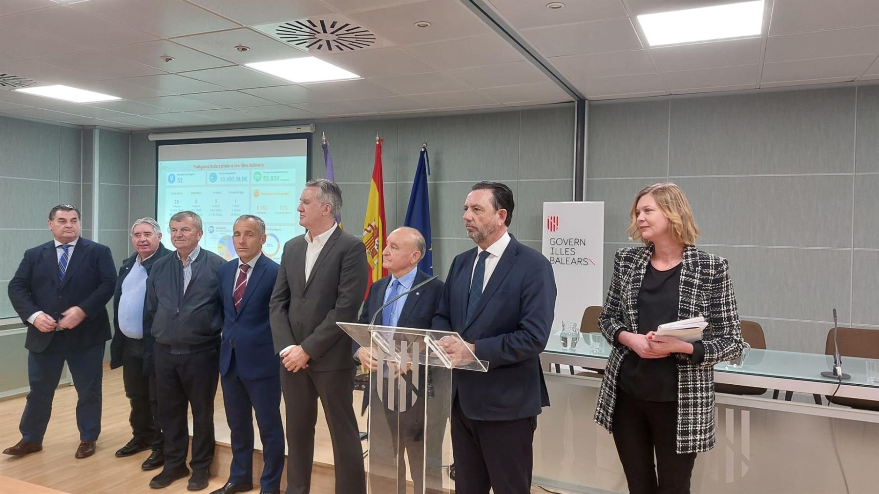 El conseller de Empresa, Empleo y Energía, Alejandro Sáenz de San Pedro, durante la rueda de prensa de presentación del mapeo de los polígonos industriales de Baleares.