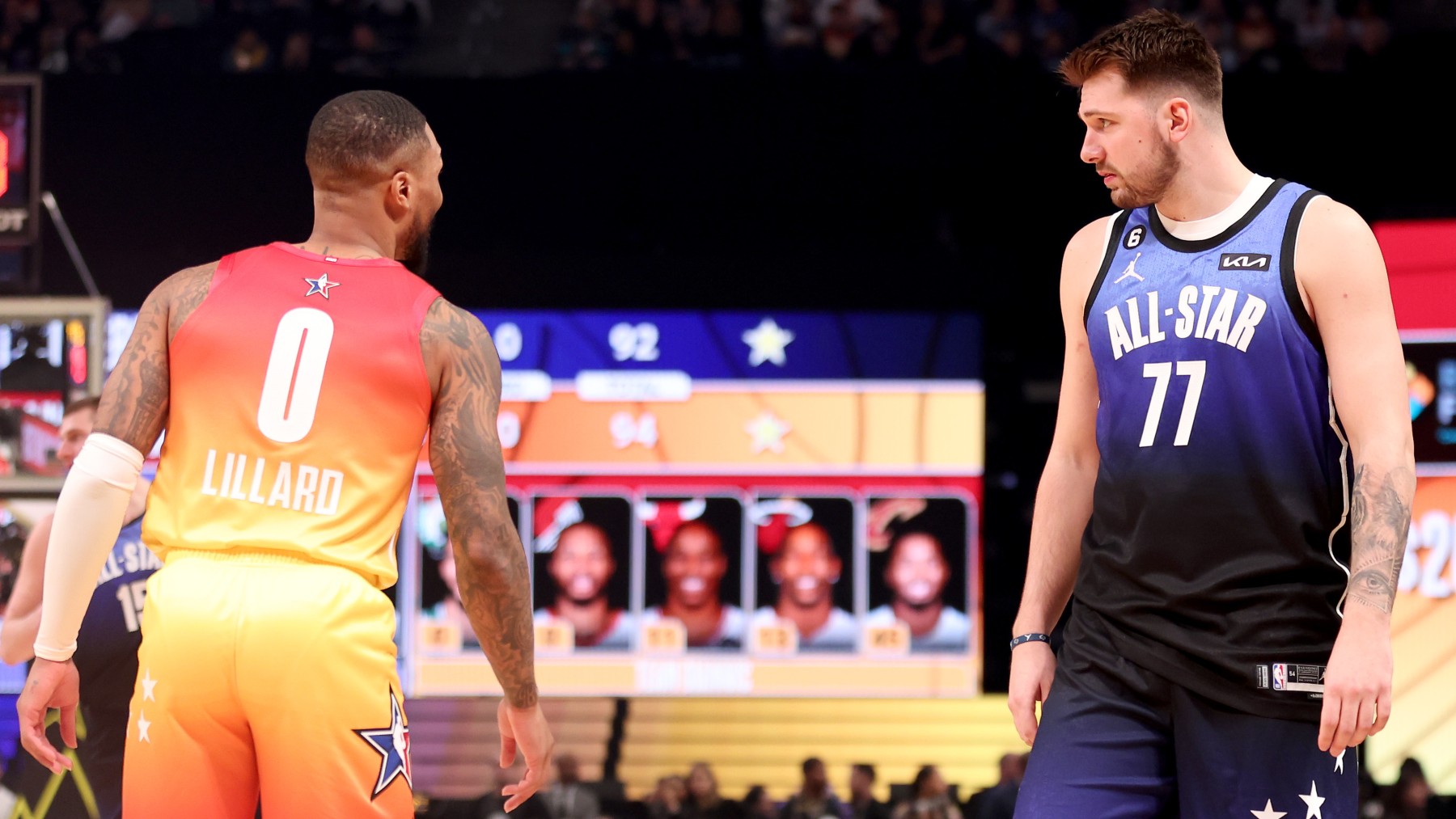 Damian Lillard y Luka Doncic, en el último All Star de la NBA. (Getty)