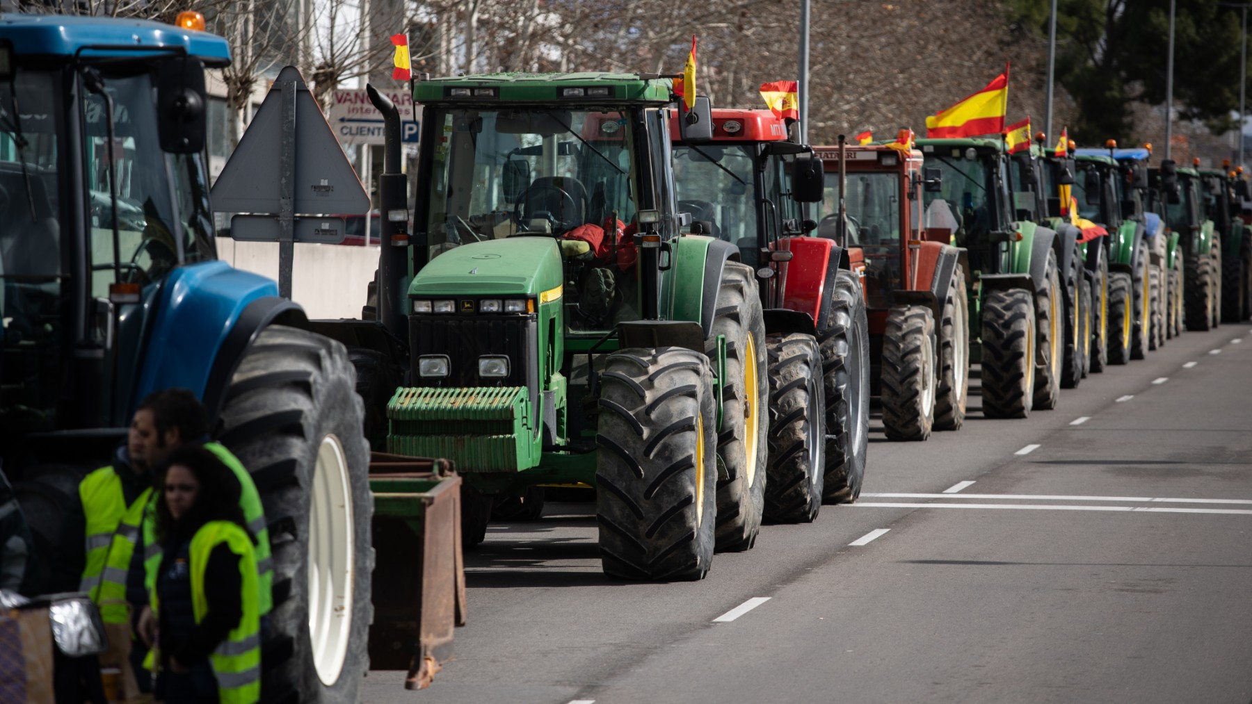 Tractores durante una manifestación de agricultores.