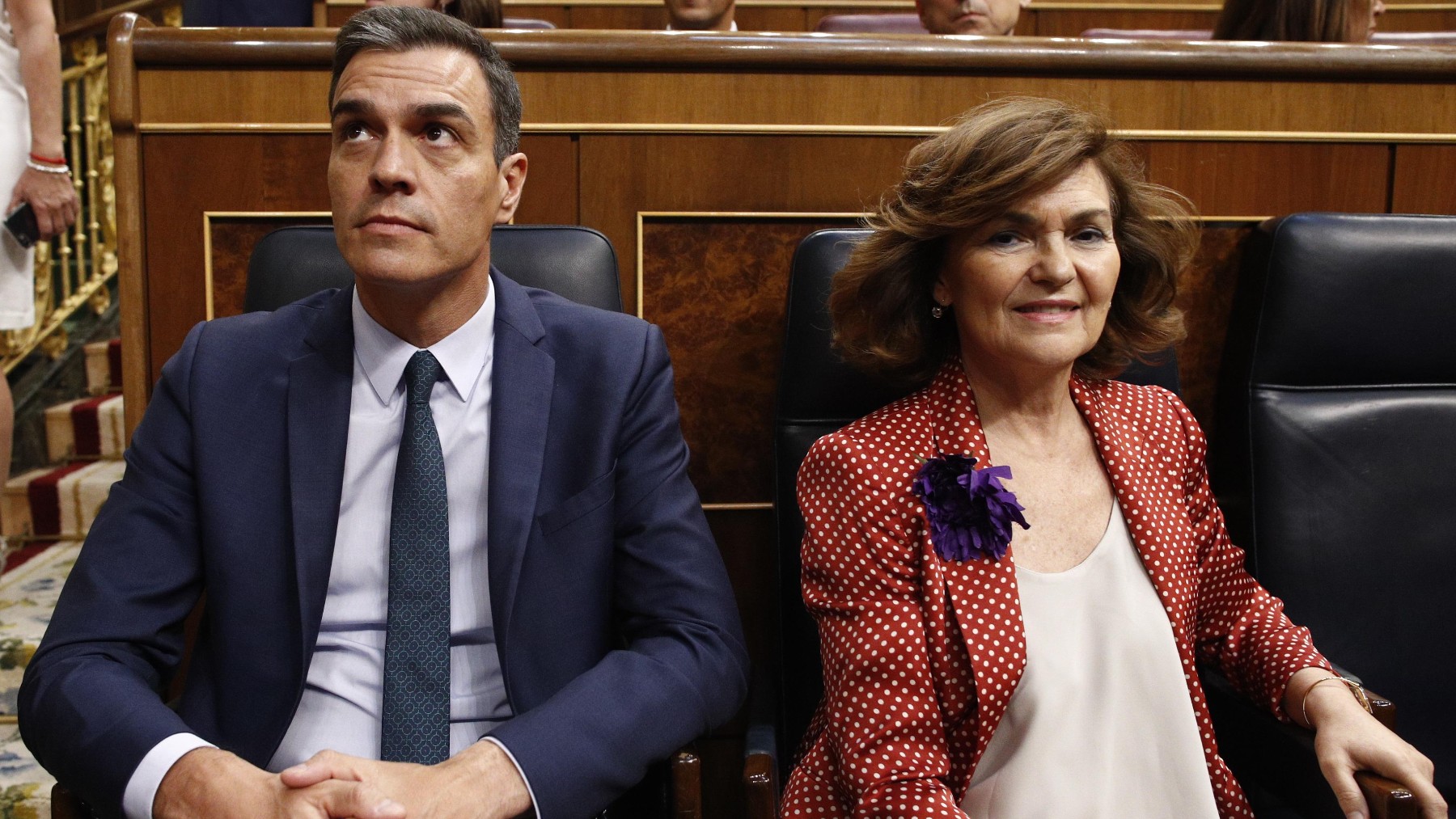 Pedro Sánchez y Carmen Calvo en una imagen de archivo en el Congreso de los Diputados.