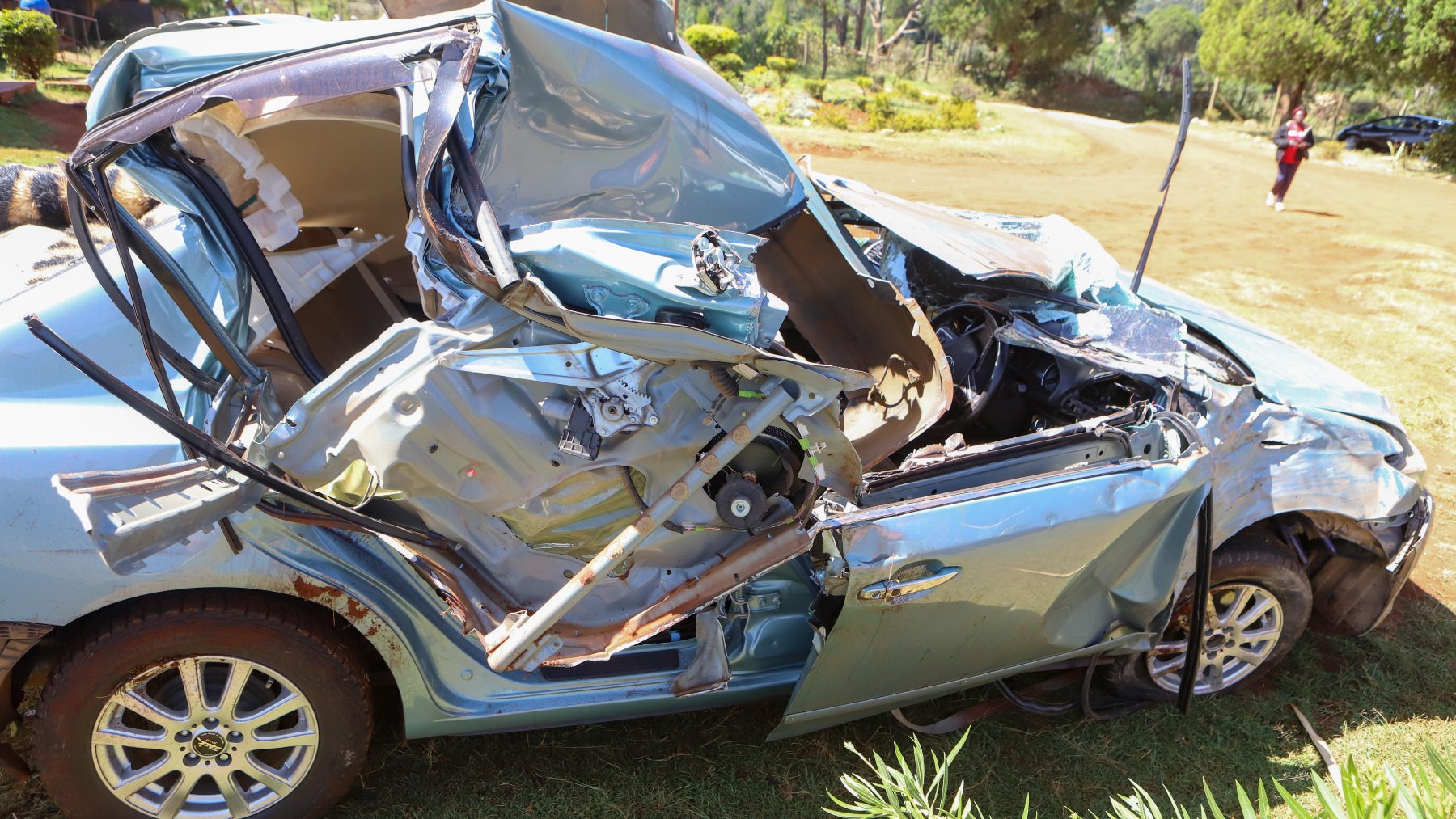 Así quedó el coche de Kiptum tras el accidente. (EFE)